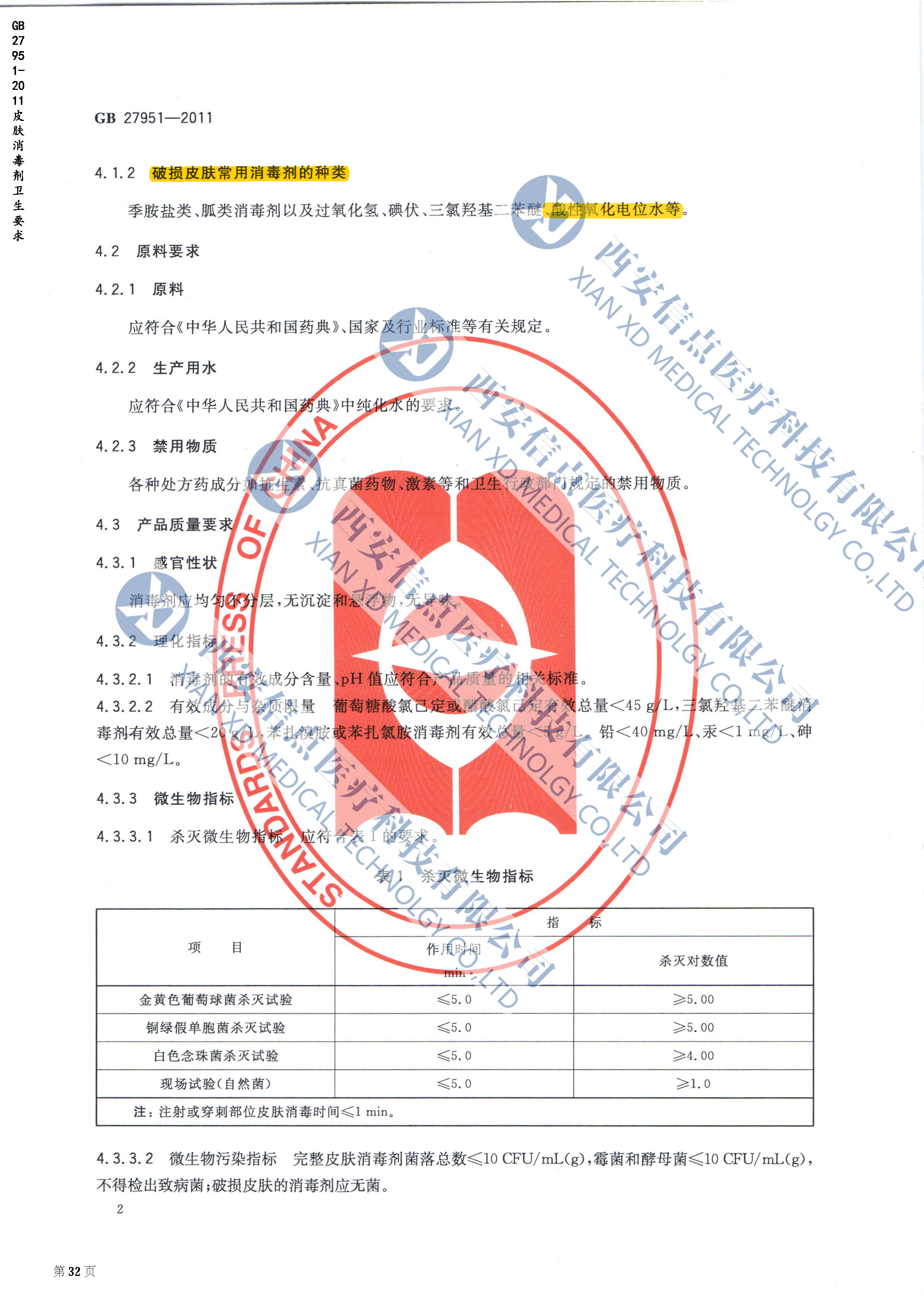 GB27951-2011皮肤消毒剂卫生要求(图2)